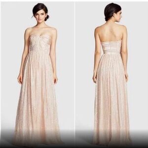 Erin Fetherston Coralie Foil Silk Strapless Dress